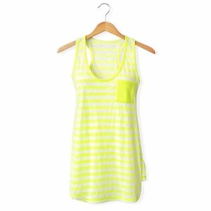 Bebe Neon Yellow Striped Racerback Tank Top. NWT. Size Medium